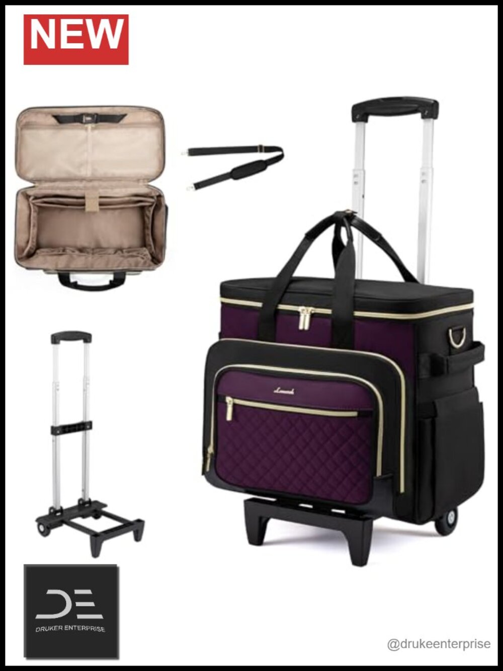 Rolling Teacher Bag with Detachable Dolly and Laptop Compartment